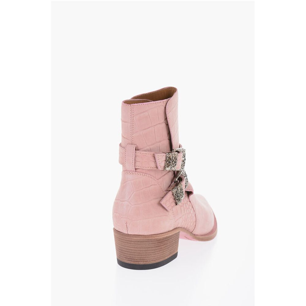 Amiri Croco Embossed Suede JODHPUR Western Booties 5cm