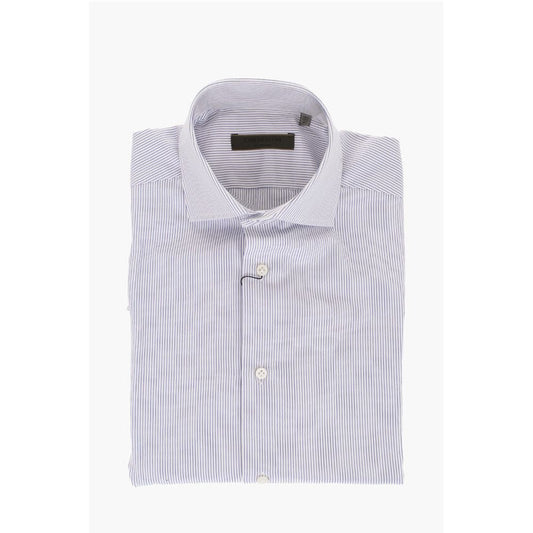 Corneliani SU MISURA Pinstriped Cotton Shirt with Standard Collar