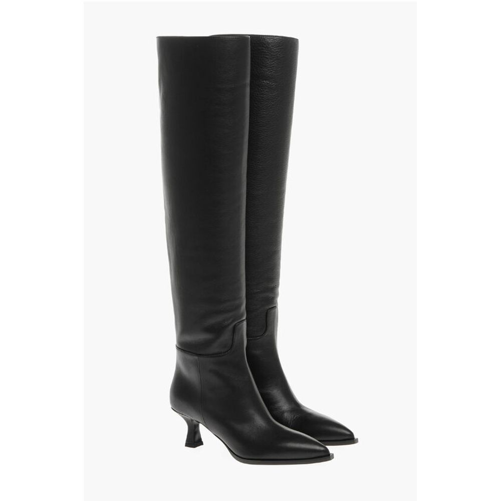 3Juin Over-the-Knee Leather Boots with Point Toe