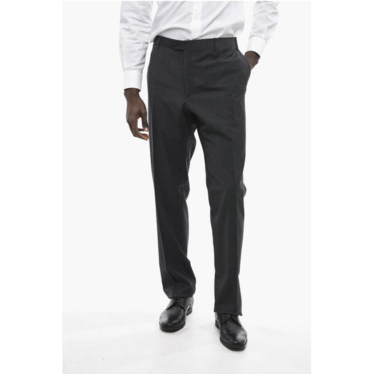 Corneliani Stretch Wool ACADEMY Pants with Pin Check Motif