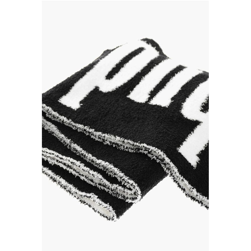 Rhude Two-Tone Fuzzy Scarf with Maxi Logo and Fringes