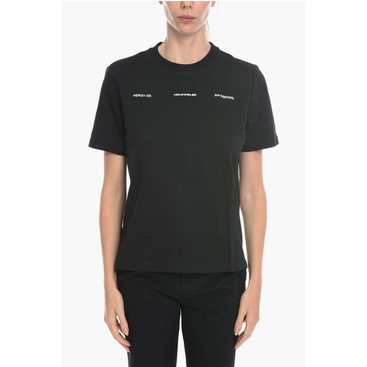 Holzweiler Solid Color W.KJERAG NATIONAL Crew-neck T-Shirt with Back Pr