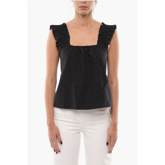 Samsoe Samsoe Solid Color GILL Top with Gathers and Ruffles
