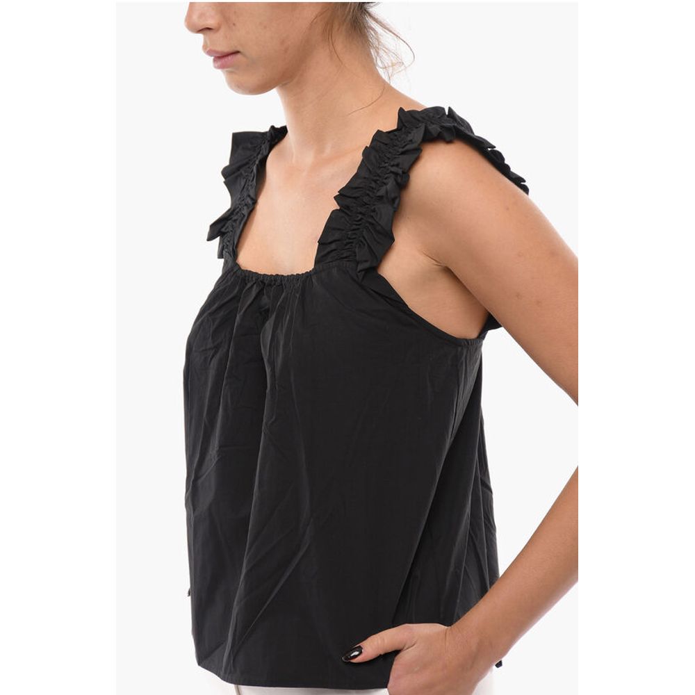 Samsoe Samsoe Solid Color GILL Top with Gathers and Ruffles
