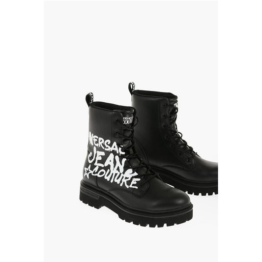 Versace JEANS COUTURE Leather SYRIUS Combat Boots with Contrasting P