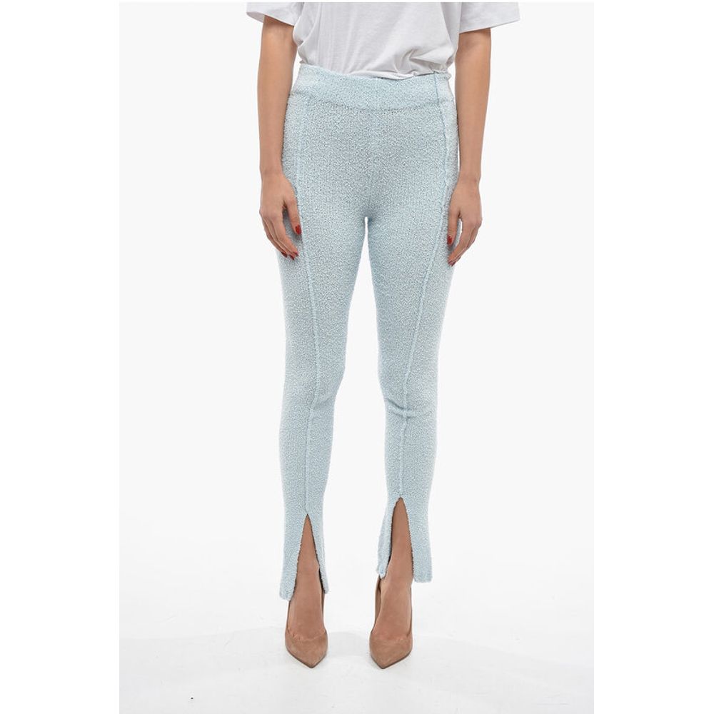 Rotate Terry-Cotton ALICIANA Flared Pants with Ankle Split