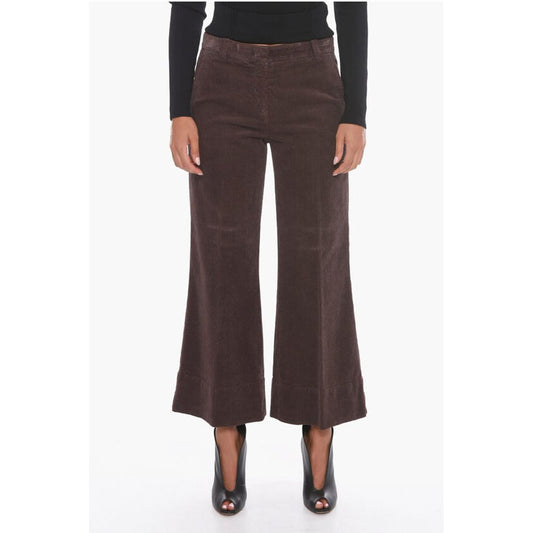 QL2 Corduroy Cropped Trousers with Flared Leg