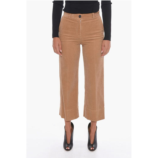 QL2 Corduroy Palazzo Trousers with Cropped Leg