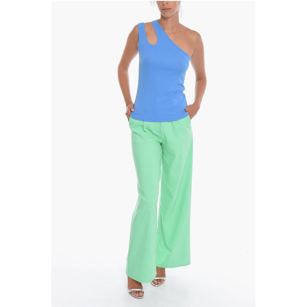 Rotate Double-Pleat NAYA Flared Pants with Silver Button