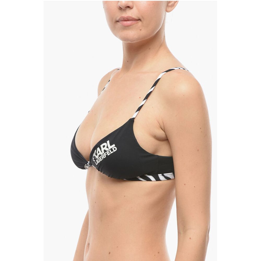 Karl Lagerfeld Triangle Bikini Top with Animal Motif Details