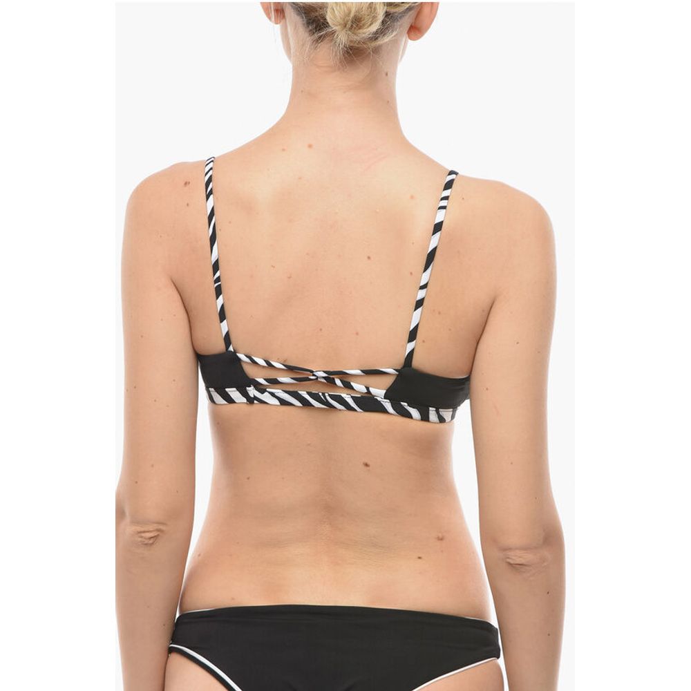 Karl Lagerfeld Triangle Bikini Top with Animal Motif Details