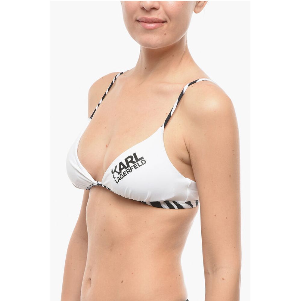 Karl Lagerfeld Triangle Bikini Top with Animal Motif Details