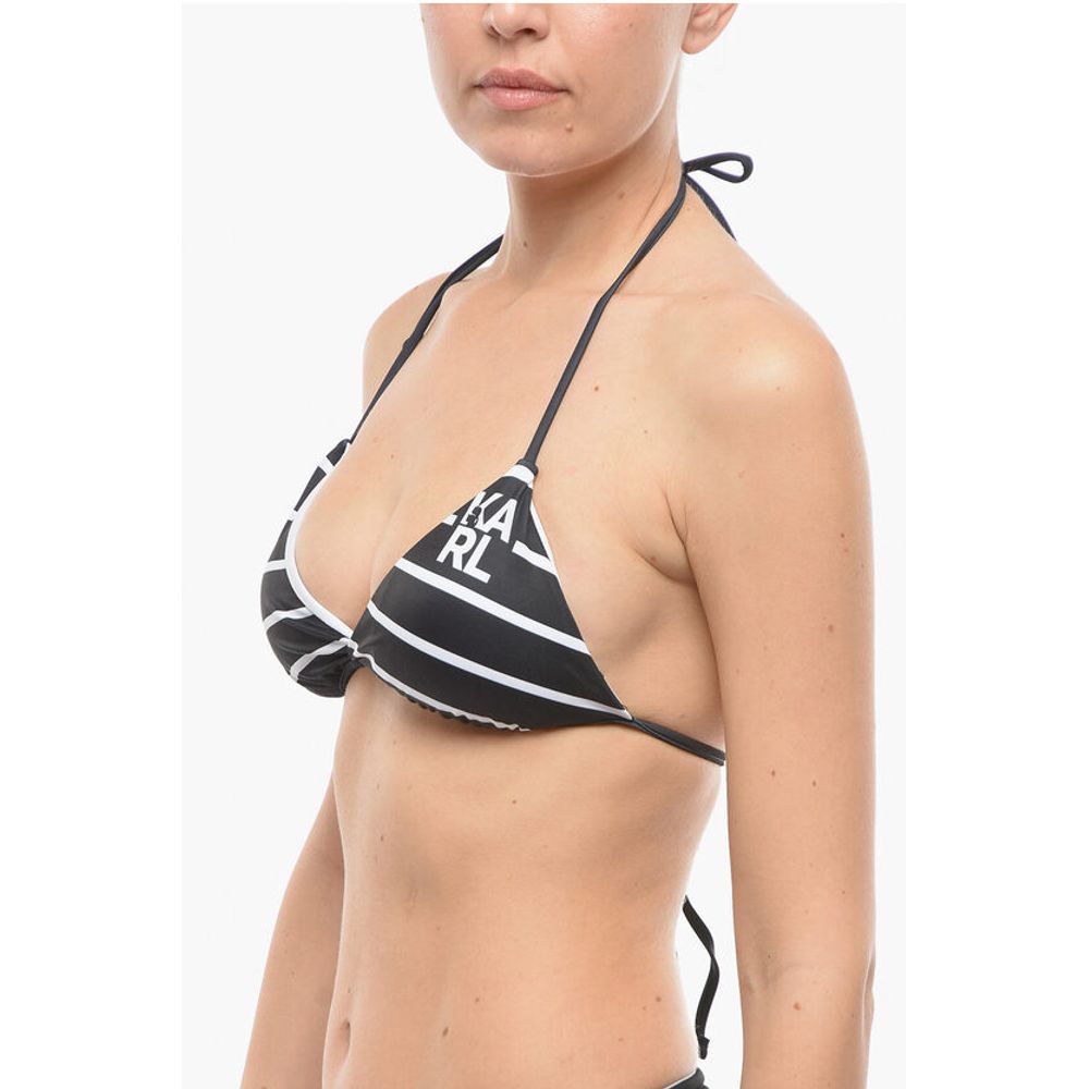 Karl Lagerfeld Awning Striped Two-Tone Triangle Bikini Top