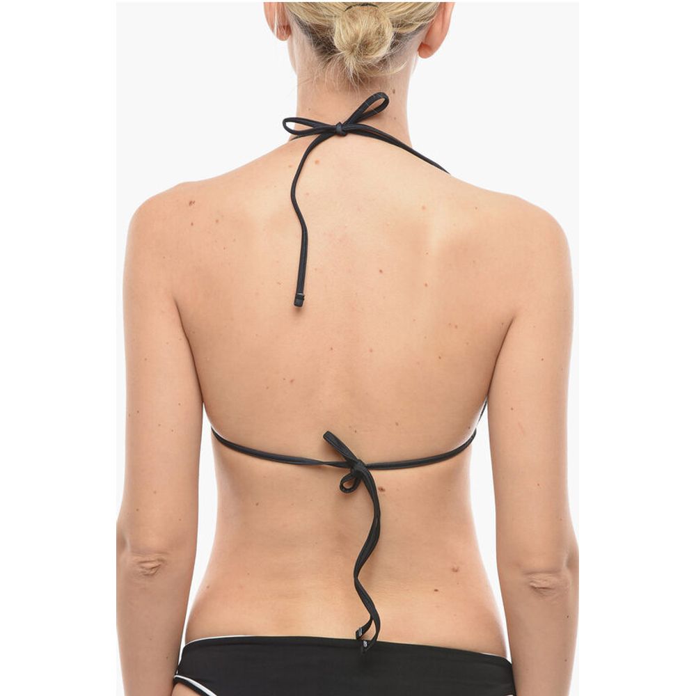 Karl Lagerfeld Awning Striped Two-Tone Triangle Bikini Top
