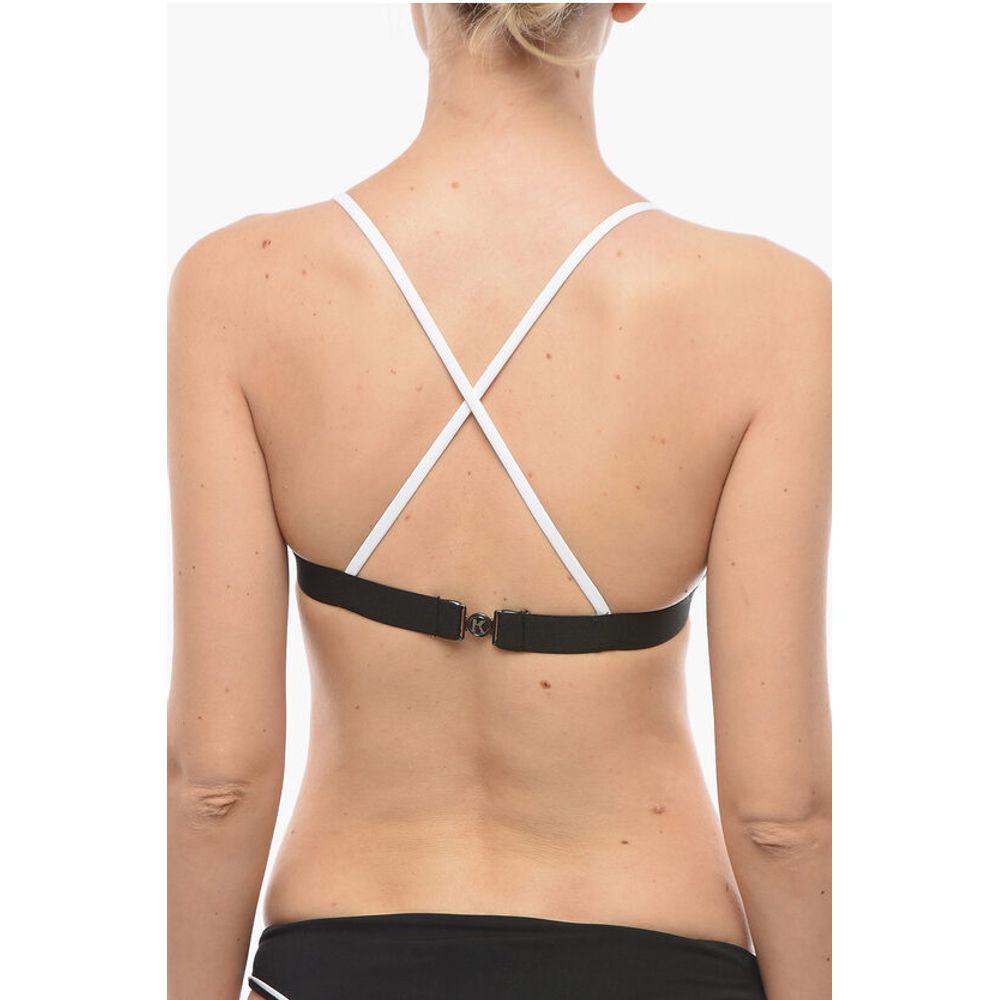 Karl Lagerfeld Two-Tone Triangle Bikini Top With Crossed on the Back