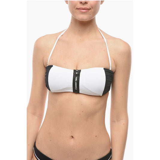 Karl Lagerfeld Two Tone SPORT Bandeau Bikini Top With Zip Closure