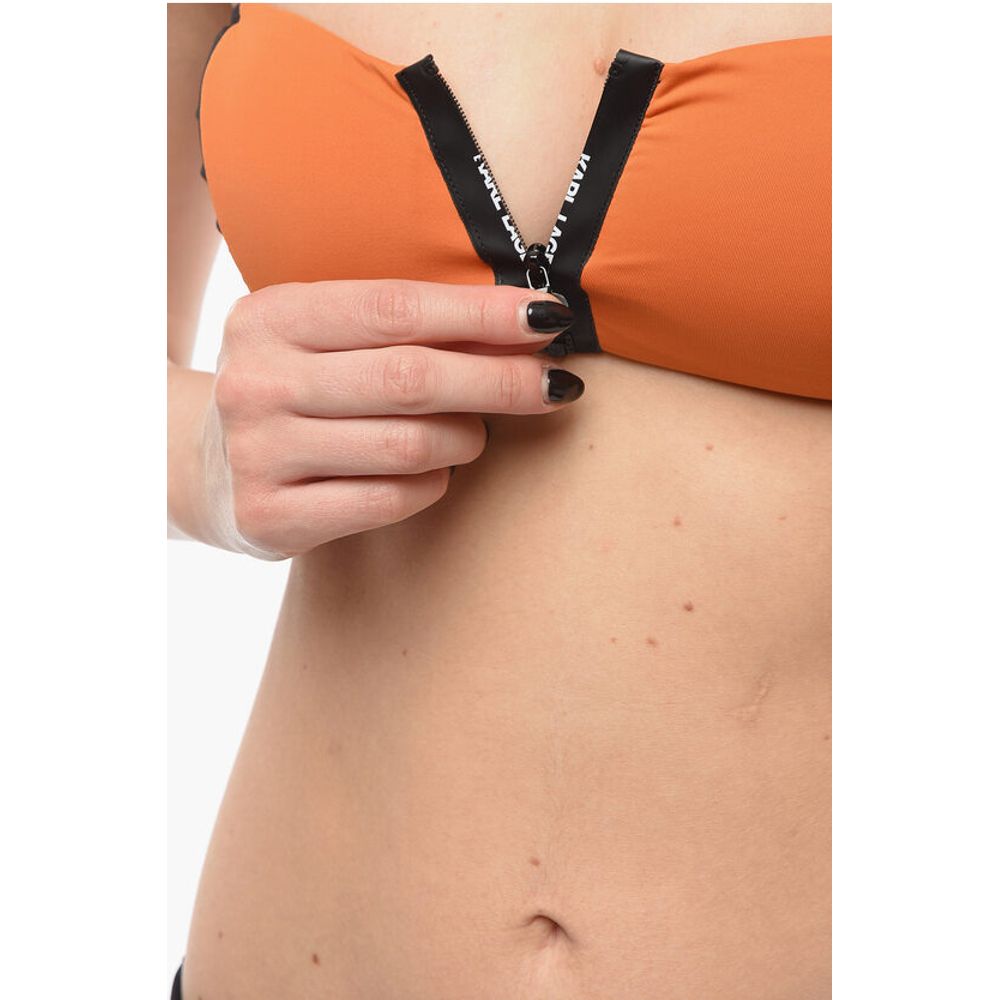 Karl Lagerfeld Two Tone SPORT Bandeau Bikini Top With Zip Closure