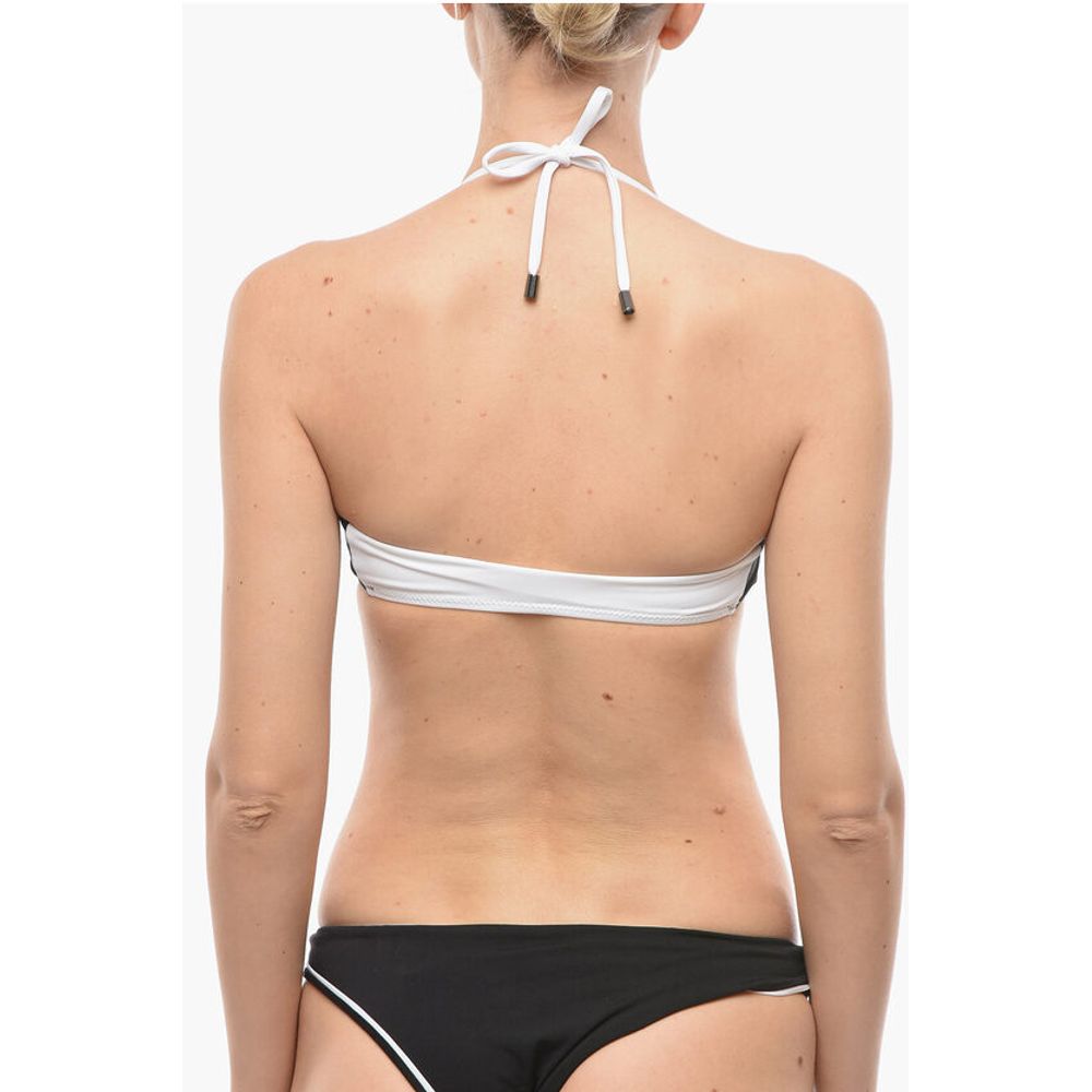 Karl Lagerfeld Two Tone SPORT Bandeau Bikini Top With Zip Closure