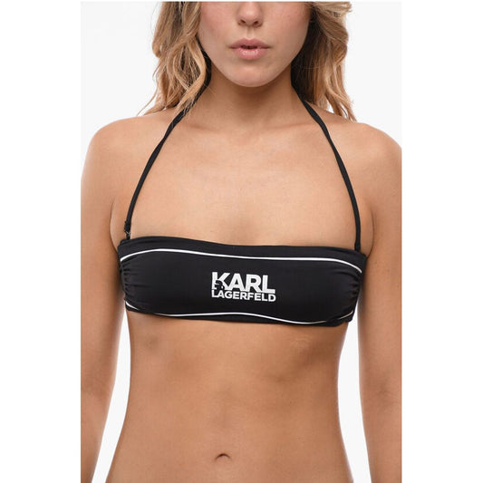 Karl Lagerfeld Bandeau Bikini Top with Printed Contrasting Details