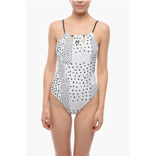 Karl Lagerfeld Open Back One-Piece Swimsuit with Contrasting Details