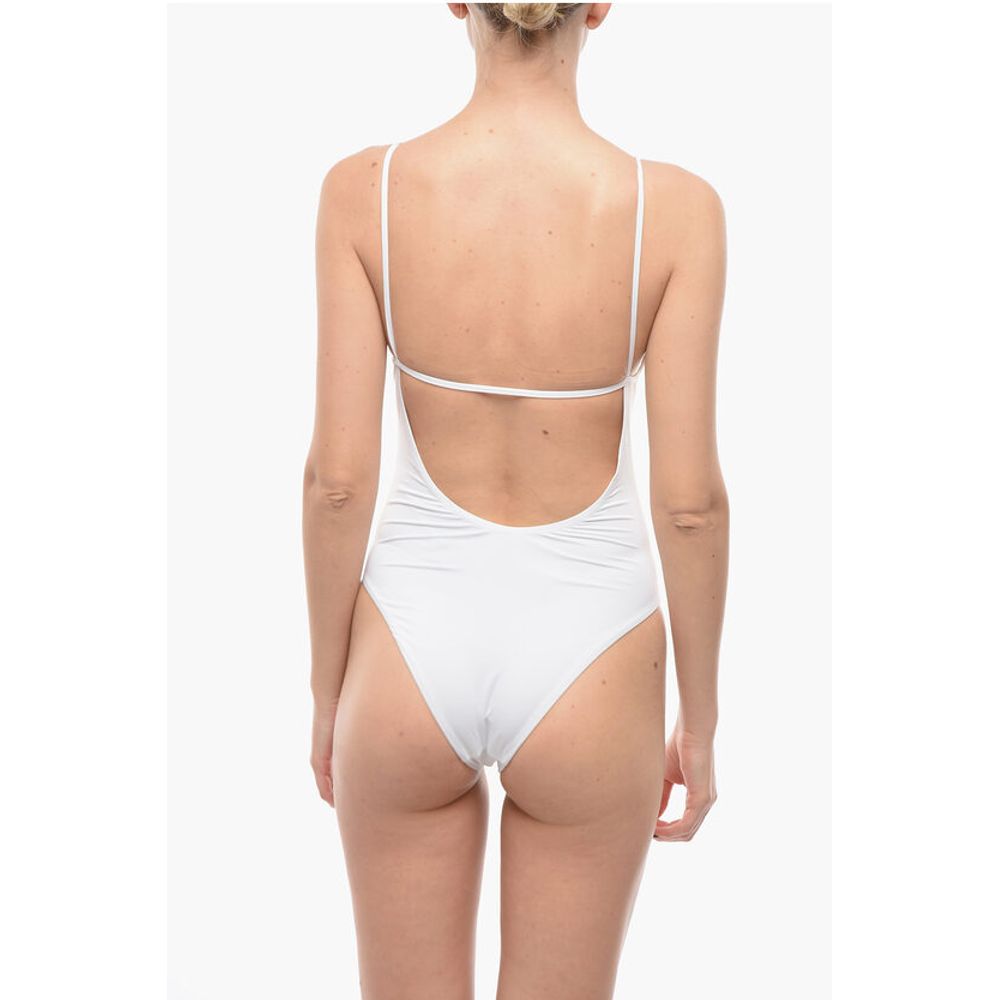 Karl Lagerfeld Solid Color One-Piece Swimsuit with Printed Logo