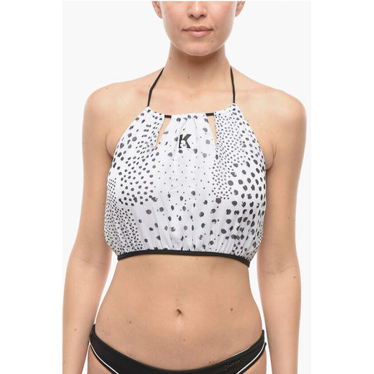 Karl Lagerfeld Cover Up Swimsuit Halterneck Top With Contrasting Printed