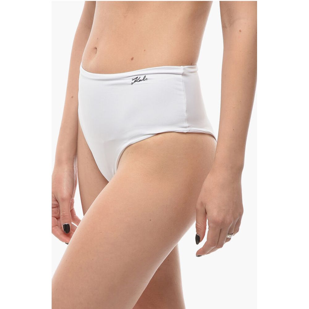 Karl Lagerfeld High Waist Bikini Bottom with Silver Logo