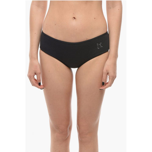 Karl Lagerfeld Solid Color Hipster Bikini Bottom with Striped Detail