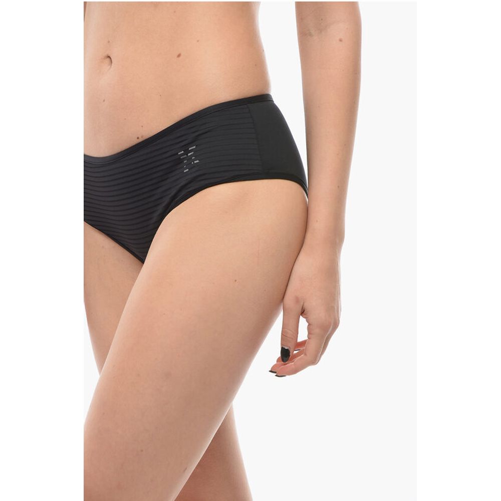 Karl Lagerfeld Solid Color Hipster Bikini Bottom with Striped Detail