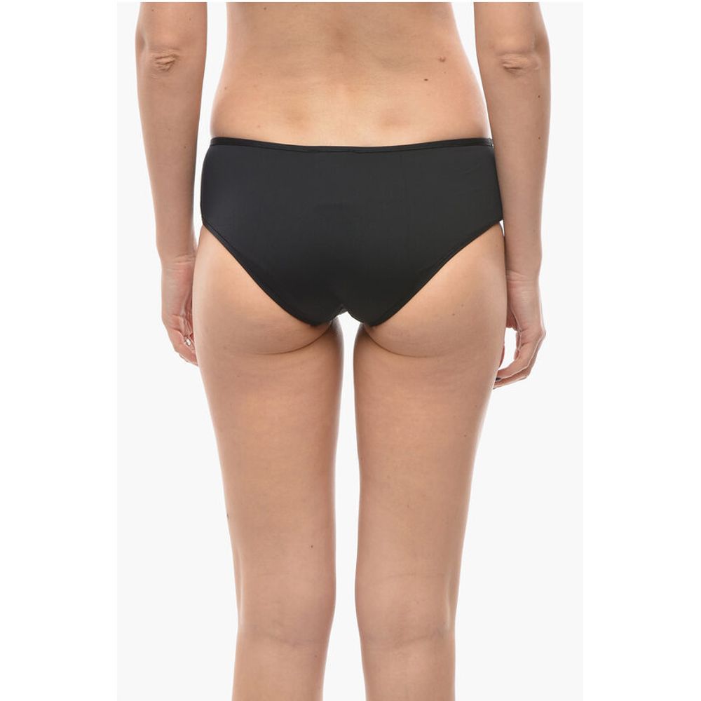 Karl Lagerfeld Solid Color Hipster Bikini Bottom with Striped Detail