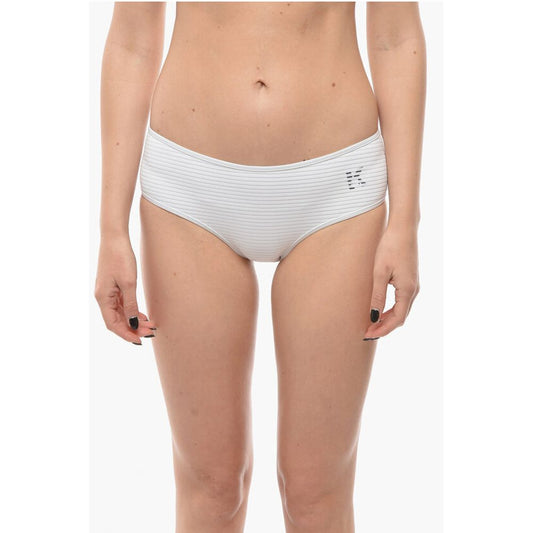 Karl Lagerfeld Solid Color Hipster Bikini Bottom with Striped Detail
