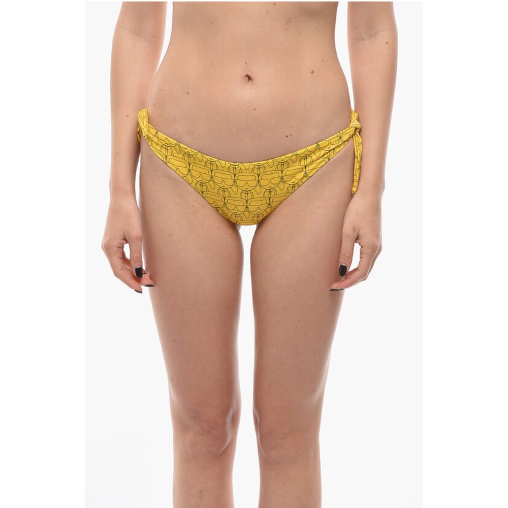 Karl Lagerfeld All-Over Iconic Printed Bikini Bottom With Knotted Laces