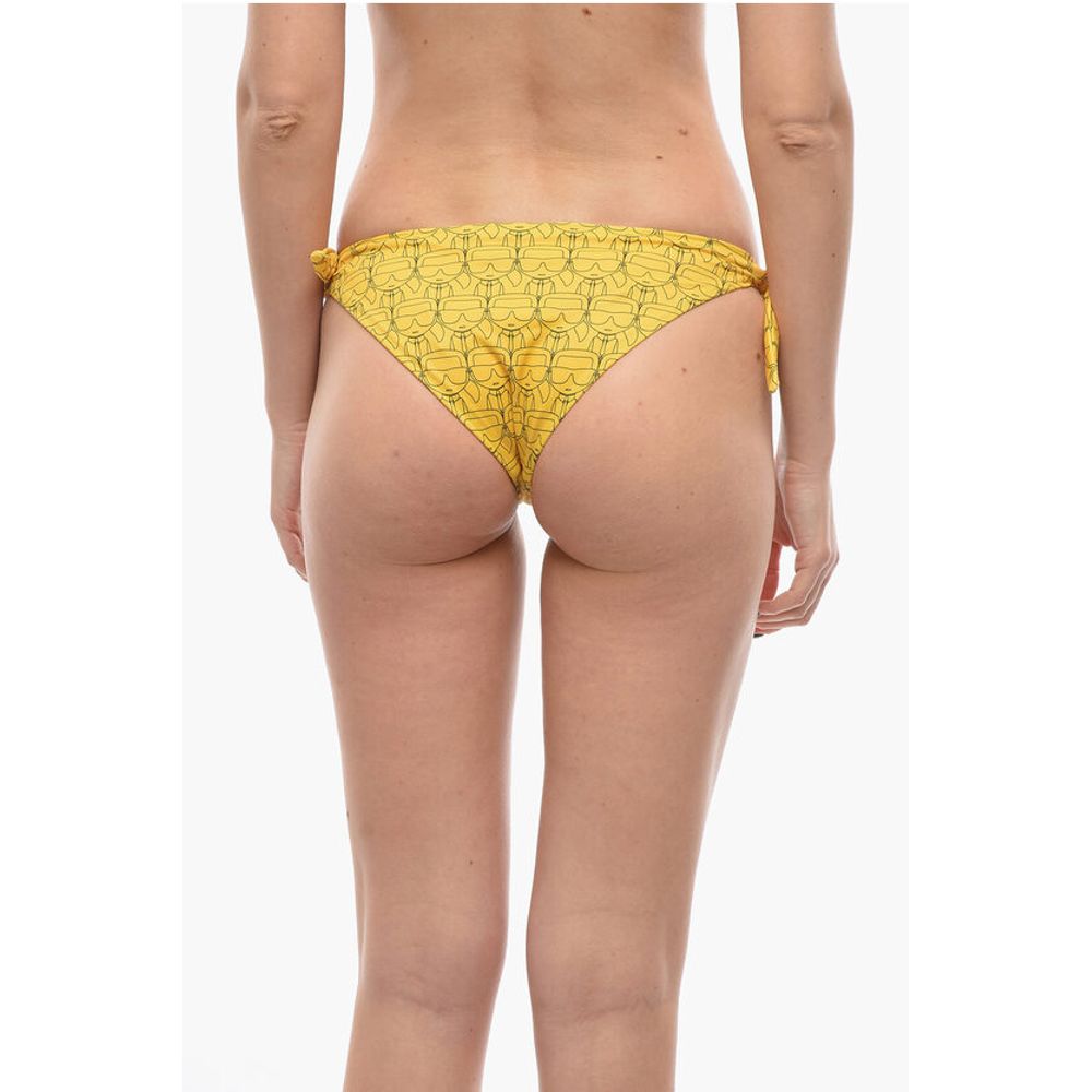 Karl Lagerfeld All-Over Iconic Printed Bikini Bottom With Knotted Laces