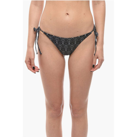 Karl Lagerfeld Two-Tone Bikini Bottom with All-Over Iconic Printed