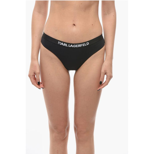 Karl Lagerfeld Solid Color SPORT Bikini Bottom with Elastic Band Logoed at