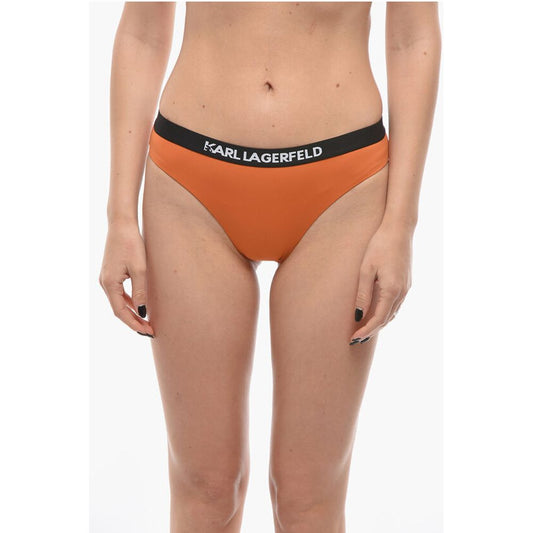 Karl Lagerfeld Solid Color SPORT Bikini Bottom with Elastic Band Logoed at