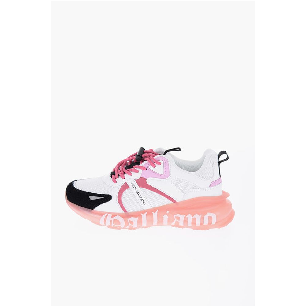 John Galliano Leather and Fabric Sneakers with Logoed Sole