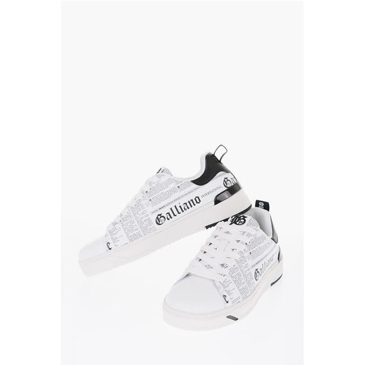 John Galliano Printed Faux Leather Low Top Sneakers
