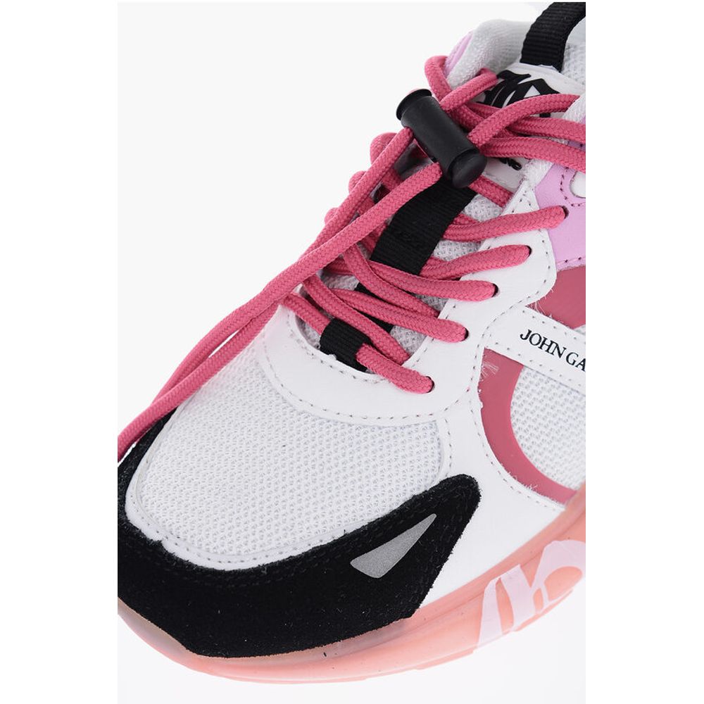 John Galliano Leather and Fabric Sneakers with Logoed Sole