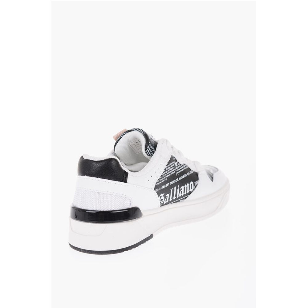 John Galliano Printed Faux Leather Low Top Sneakers