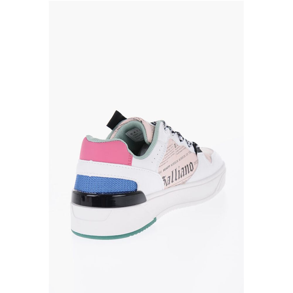 John Galliano Printed Faux Leather Low Top Sneakers