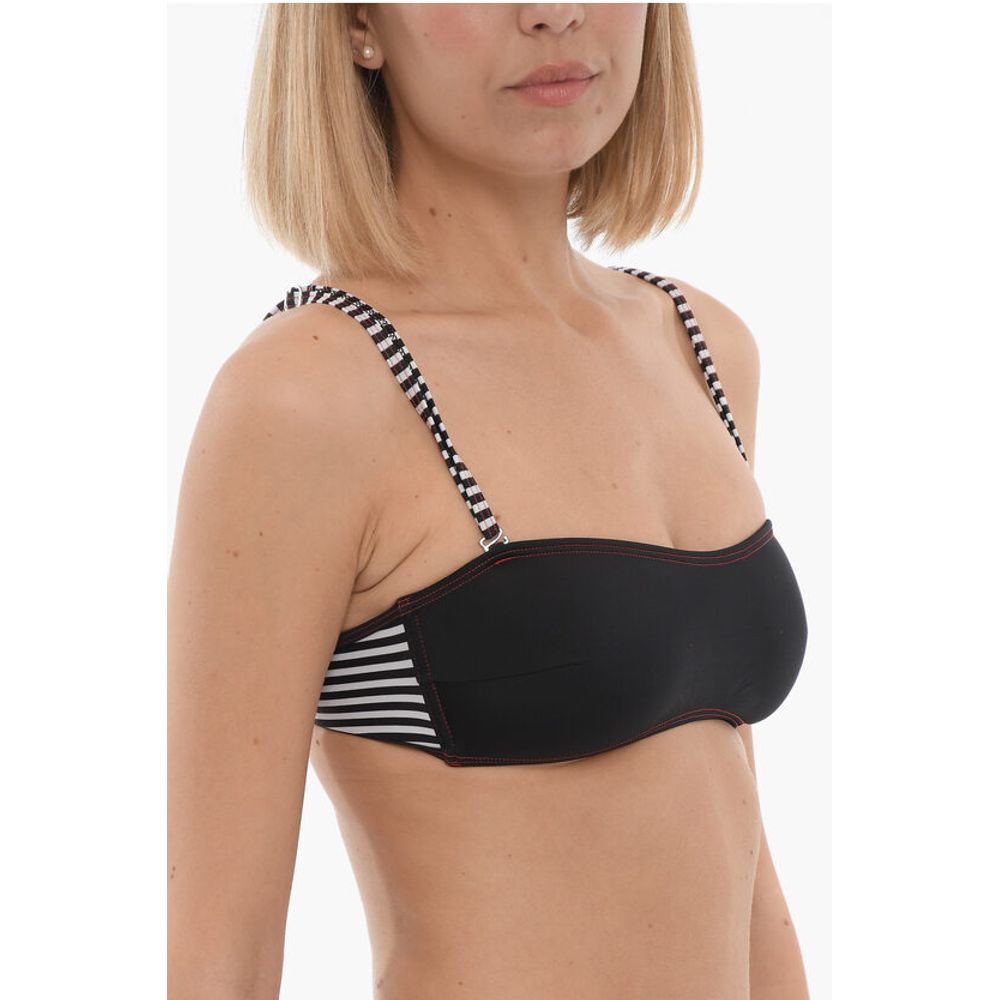 Diesel Bandeau Bikini Top with Striped Straps