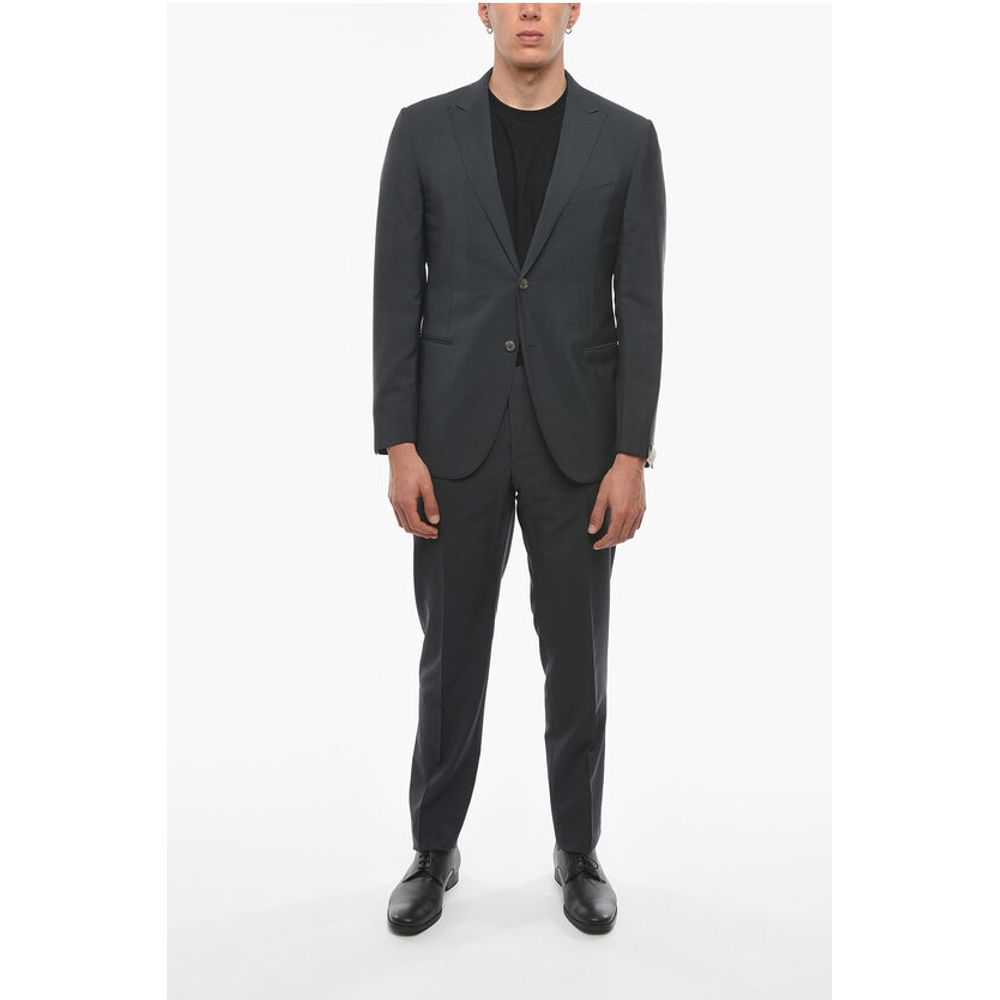 Corneliani Wool and Mohair CERMONY ACADEMY Suit with Peak Lapel