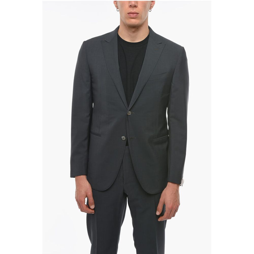 Corneliani Wool and Mohair CERMONY ACADEMY Suit with Peak Lapel