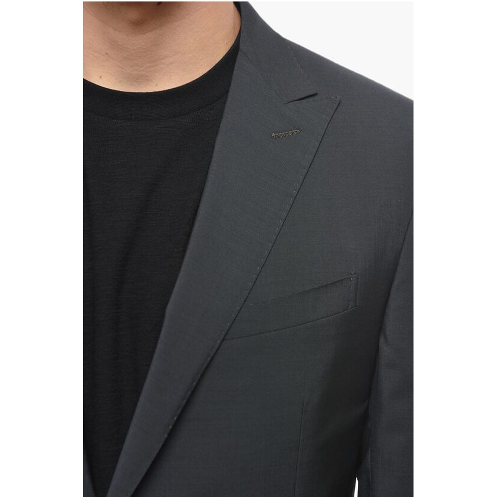 Corneliani Wool and Mohair CERMONY ACADEMY Suit with Peak Lapel