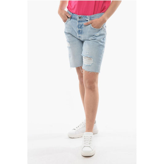 Frame Slouch Fit Denim Distressed Shorts