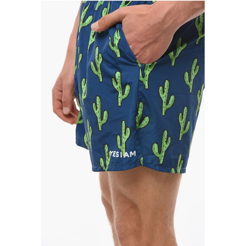 Yes I Am All Over Cactus Printed Swim Shorts