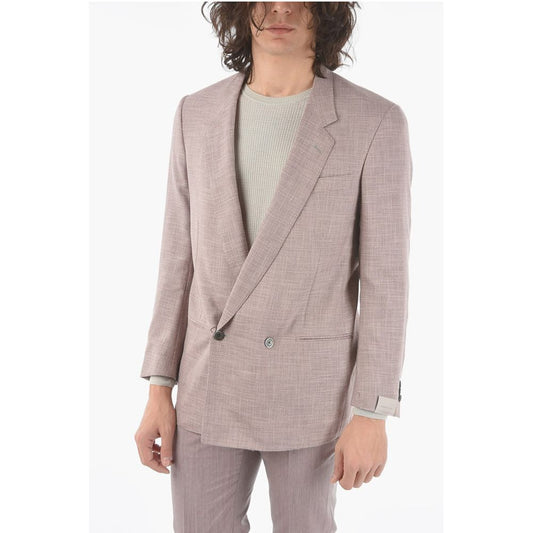 Corneliani no vent notch lapel VOGUE double-breasted blazer