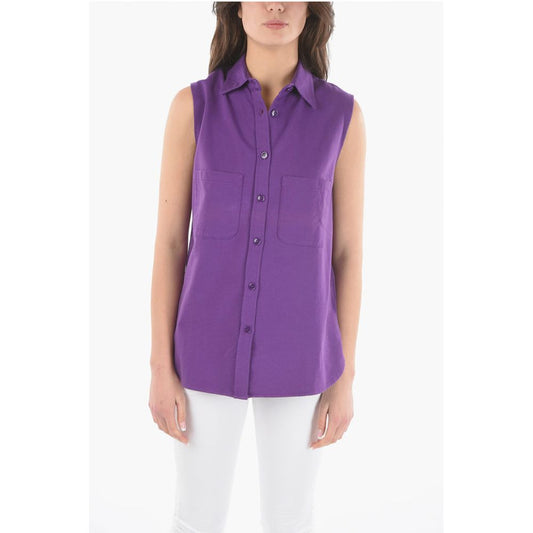 Woolrich Cotton Sleeveless Maxi Shirt with Double Breast Pockets