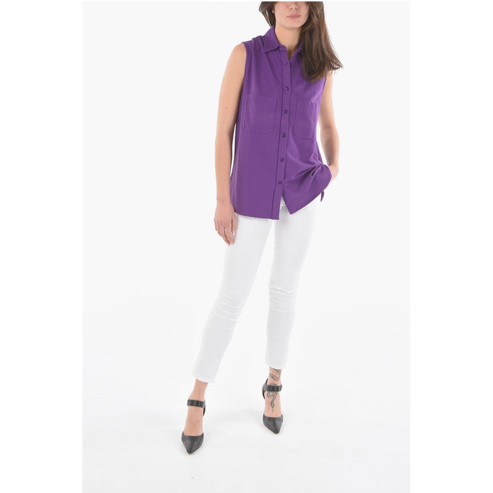 Woolrich Cotton Sleeveless Maxi Shirt with Double Breast Pockets